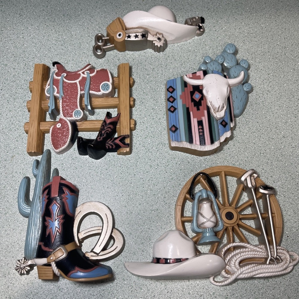 Vintage Burwood Products Wall Art Lot Of 5 Southwestern Western Decor Cowboy USA